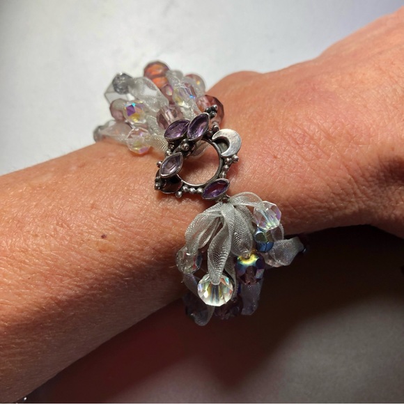 ✨Exquisite Handmade Sterling Silver and Amethyst Accented Bracelet - Picture 3 of 13